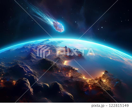 地球に向かう隕石 地球に向かう隕石 122815149