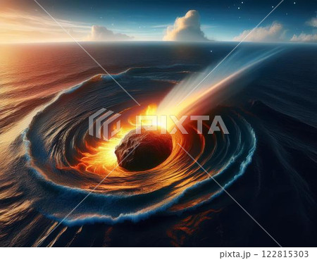 クレーターを作りながら地球に衝突する小惑星 122815303