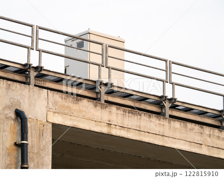 Technology-focused industrial equipment installation in urban infrastructure with elevated view 122815910
