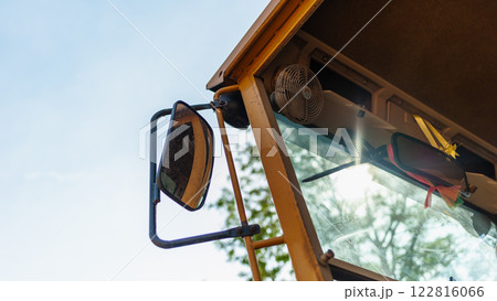 Heavy machinery operation construction site equipment close-up urban environment dynamic viewpoint 122816066