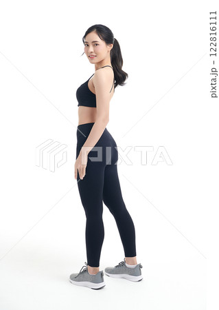 Beautiful young asian sport woman with sportswear ready for exercise on white background, Advertising sportswear and yoga wear, Healthy lifestyle, sport. Beautiful young asian sport woman with sportswear ready for exercise on white background, Advertising sportswear and yoga wear, Healthy lifestyle, sport. 122816111