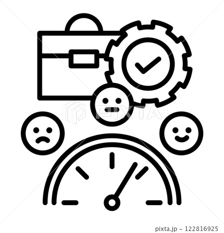 就業環境のイメージアイコン。気分メーターとカバンと歯車があります。 122816925