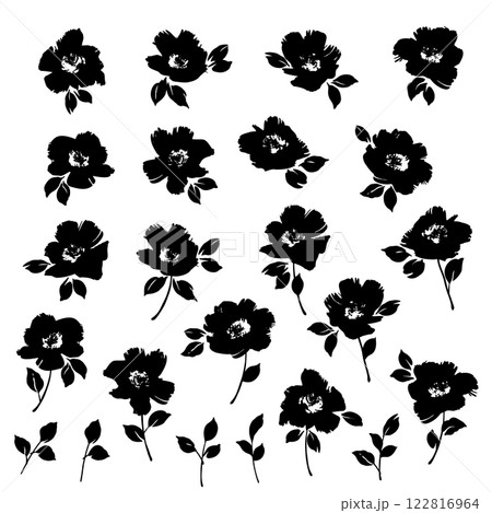 抽象的に可愛くシンプルに描いた花素材集, 122816964