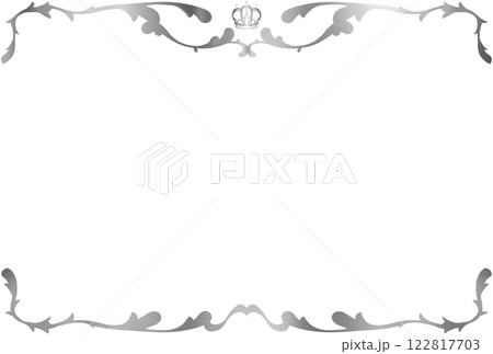 シルバーの王冠とアラベスク風のフレーム 122817703