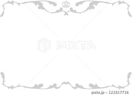 グレーの王冠とアラベスク風のフレーム グレーの王冠とアラベスク風のフレーム 122817716