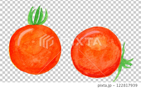 Hand drawn watercolor illustration of fresh cherry tomatoes Hand drawn watercolor illustration of fresh cherry tomatoes 122817939