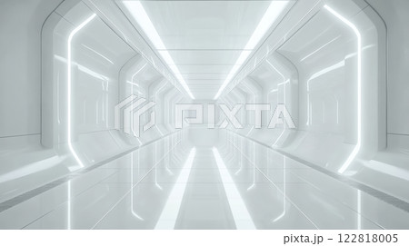 futuristic tunnel with futuristic modern building 122818005