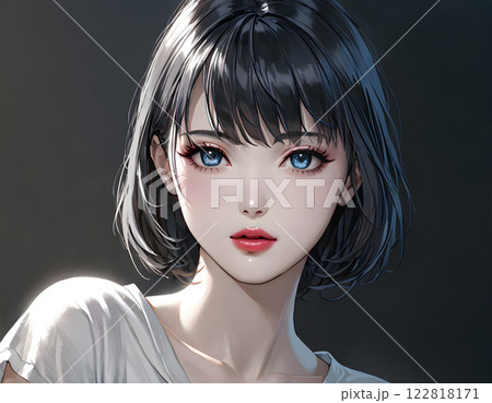 ショートヘアーの女性の顔 122818171