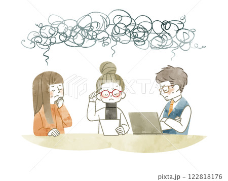 話し合いが行き詰っている人々-水彩 122818176