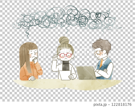 陷入僵局的人們 — 水彩畫 122818176