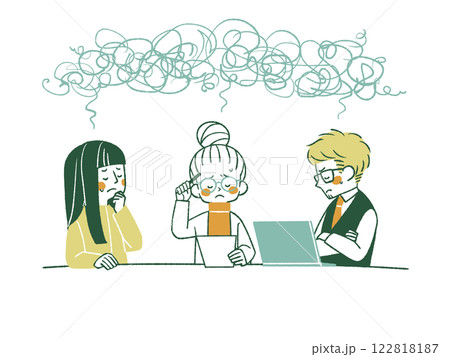 話し合いが行き詰っている人々-4色 122818187