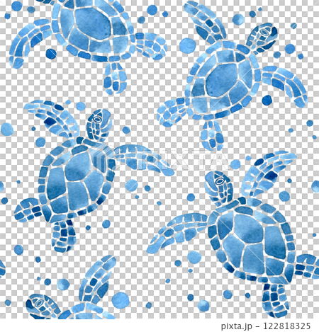 watercolor seamless pattern with sea turtles. simple blue print for fabric 122818325