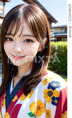 着物を着た若い女性 着物を着た若い女性 122818620