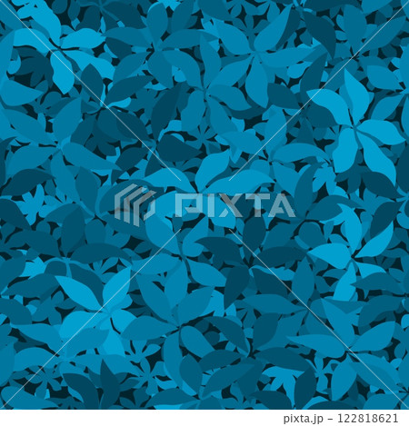 Modern monotone marine blue leaves with foliage pattern background 122818621