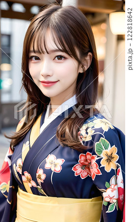 着物を着た若い女性 122818642