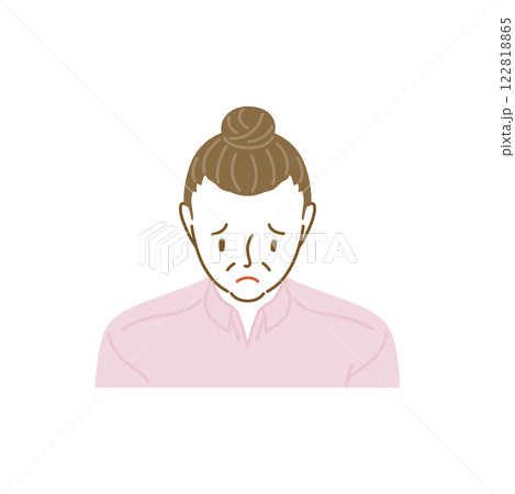 正面から見た薄毛のミドル女性(俯瞰) 正面から見た薄毛のミドル女性(俯瞰) 122818865