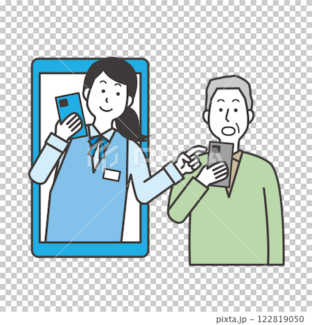 A woman teaching smartphone operation A woman teaching smartphone operation 122819050