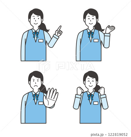 受付担当女性ポーズイラストセット 122819052