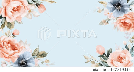 Elegant pastel floral design on light blue background for stationery or invitations Elegant pastel floral design on light blue background for stationery or invitations 122819335
