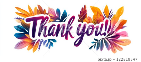 Thank you - modern colorful calligraphy lettering text on white background Thank you - modern colorful calligraphy lettering text on white background 122819547
