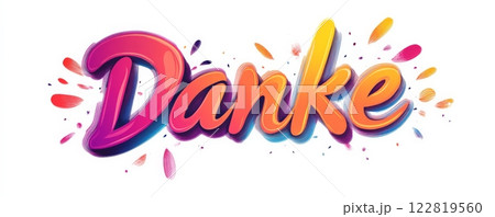 Danke - Thank you in German. Modern calligraphy colorful lettering text Danke - Thank you in German. Modern calligraphy colorful lettering text 122819560