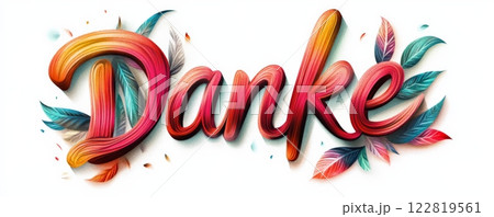 Danke - Thank you in German. Modern calligraphy colorful lettering text Danke - Thank you in German. Modern calligraphy colorful lettering text 122819561