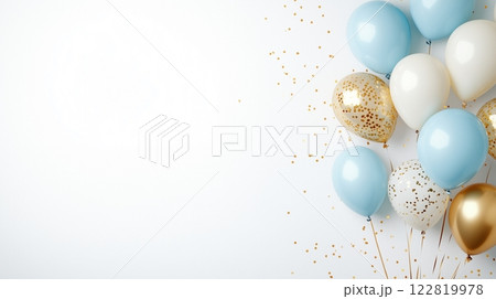 水色と金色の風船のイメージ 122819978