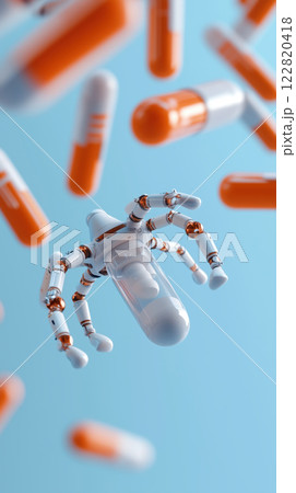 High tech nanobots delivering personalized medicine in futuristic setting High tech nanobots delivering personalized medicine in futuristic setting 122820418