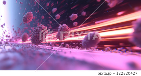 Microscopic view of nanotech enhanced immune cells in action 122820427