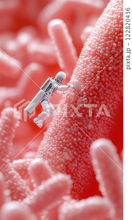 Futuristic nanorobots repairing human cells in vibrant, microscopic world Futuristic nanorobots repairing human cells in vibrant, microscopic world 122820436