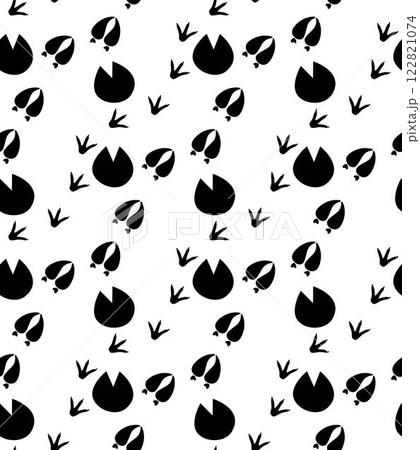 vector footprints seamless pattern of pets and farm animals in flat and outline style in black color 122821074