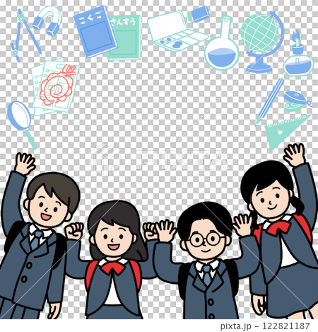 兒童和學校用品的向量插圖框架 兒童和學校用品的向量插圖框架 122821187