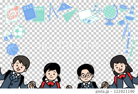 兒童和學校用品的向量插圖框架 122821190