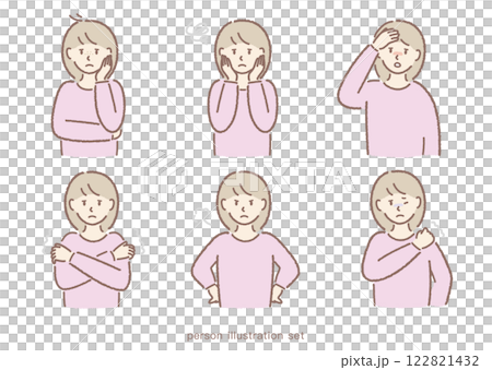 体調不良の女性イラストセット 122821432