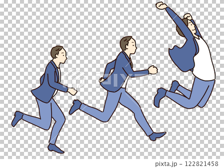 Hop, step, jump, growing businessman Hop, step, jump, growing businessman 122821458