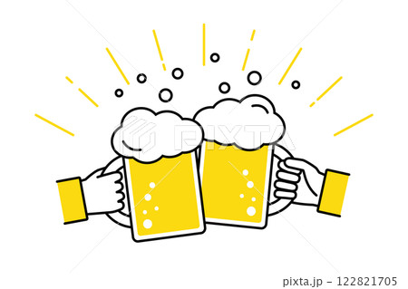 生ビールで乾杯をするイラスト 122821705