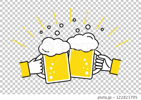 生ビールで乾杯をするイラスト 122821705