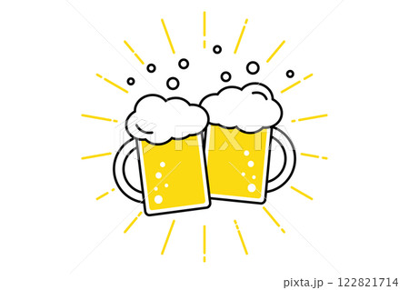 生ビールで乾杯をするイラスト 122821714