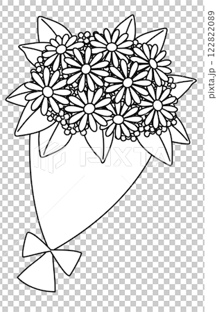 モノクロイラスト素材・ガーベラの花束 モノクロイラスト素材・ガーベラの花束 122822089