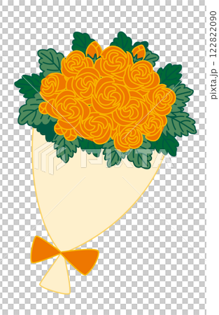 Hand-drawn illustration of a bouquet of orange roses Hand-drawn illustration of a bouquet of orange roses 122822090