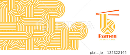 Vector ramen noodles banner template, poster with pattern of spaghetti or pasta texture Vector ramen noodles banner template, poster with pattern of spaghetti or pasta texture 122822163