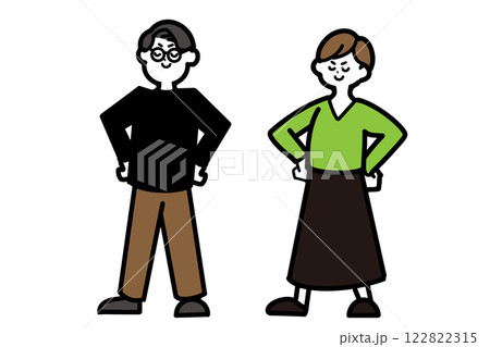 得意げな男女のセットイラスト 全身 得意げな男女のセットイラスト 全身 122822315