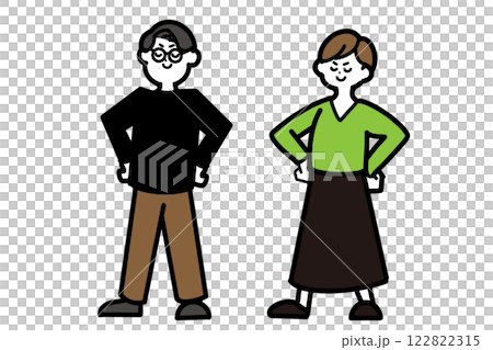 得意げな男女のセットイラスト 全身 得意げな男女のセットイラスト 全身 122822315