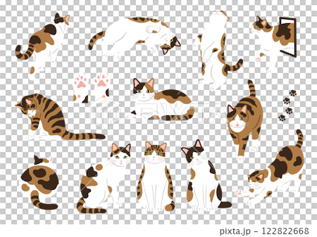 三毛猫のイラスト素材セット 122822668