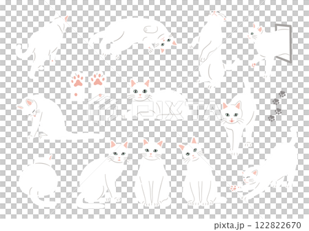 白貓插畫素材集 122822670