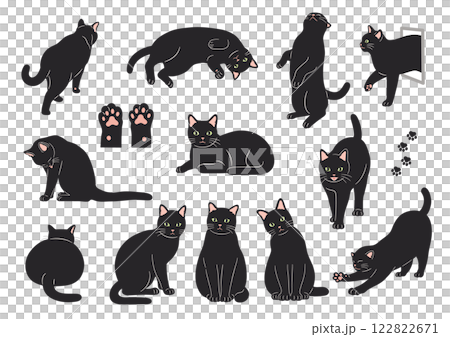 黑貓插畫素材集 122822671