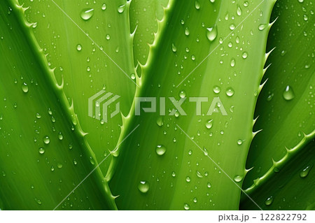 Aloe Vera leaves with water drops on them. Ai generative 122822792