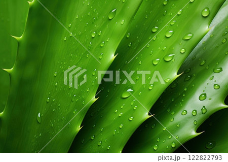 Aloe Vera leaves with water drops on them. Ai generative 122822793