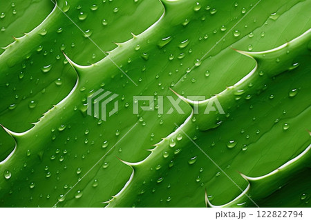 Aloe Vera leaves with water drops on them. Ai generative 122822794