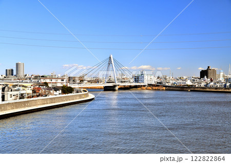 青砥橋／中川より高砂橋方面を望む(東京都葛飾区)【2025.1】 122822864